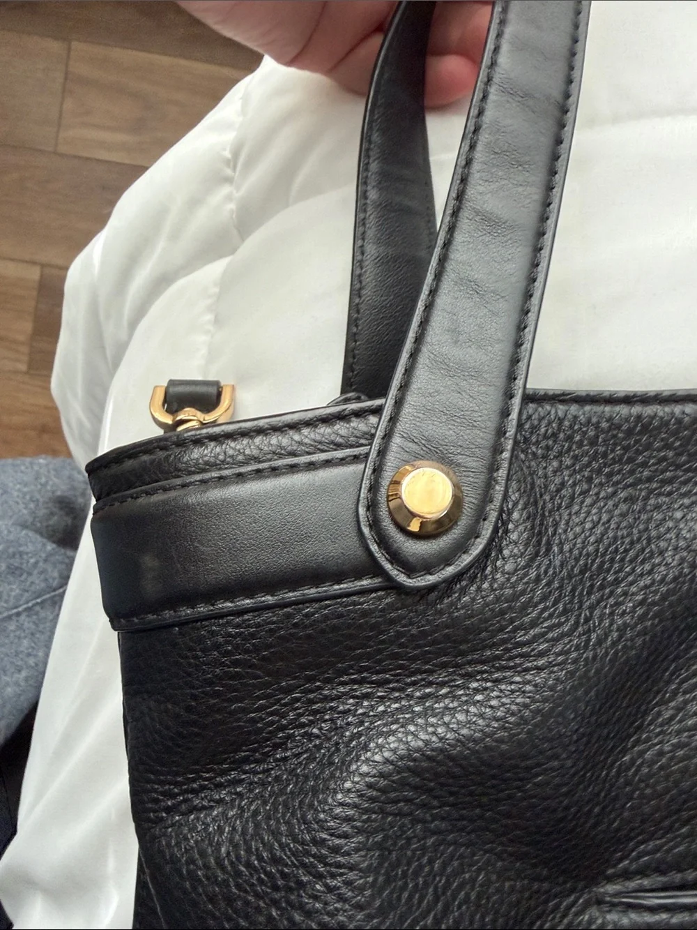 Michael Kors Black Pebbled Leather Tote with Gold Hardware